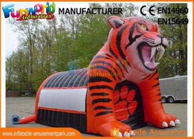 China Giant Inflatable Tiger Mascot Inflatable Football Helmet Tunnel For Events for sale