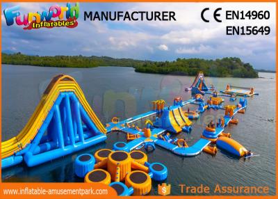 China High Durability Floating Inflatable Water Park Blue And Yellow Color for sale