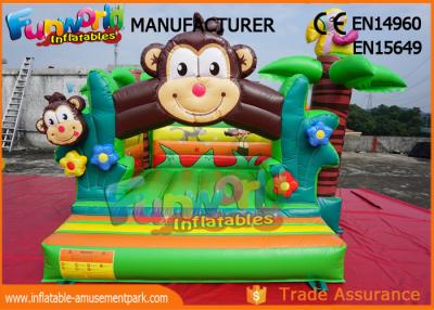 China Castillos animosos comerciales de costura dobles de la selva del mono/puente inflable de los niños en venta