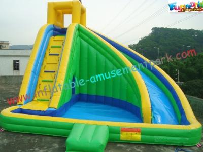 China Green Waterproof Outdoor Inflatable Water Slides , Inflatable Water Slide Pool For Adults and Childrens for sale