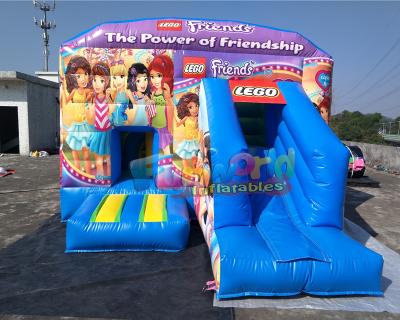 China Lego Barbie Inflatable Bouncy Castle With Slide For Girls Silk Printing for sale