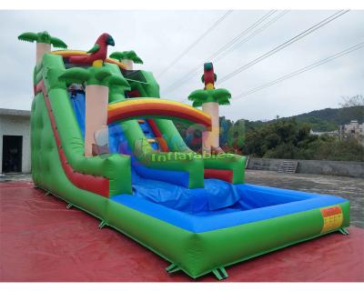 China Pvc Tarpaulin Kids Inflatable Water Slide With Pool / Commercial Bounce House Water Slide for sale