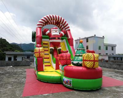 China Santa Claus Commercial Inflatable Slide Christmas Bouncy Castle For Public for sale