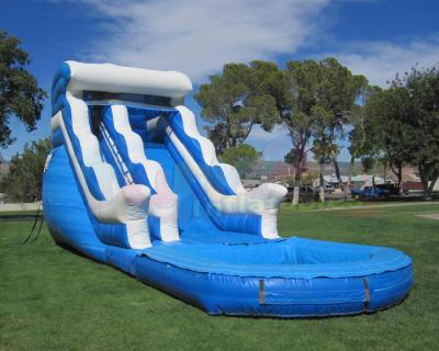 China Customized Size 0.55mm Summer Commercial Inflatable Slide With Pool for sale