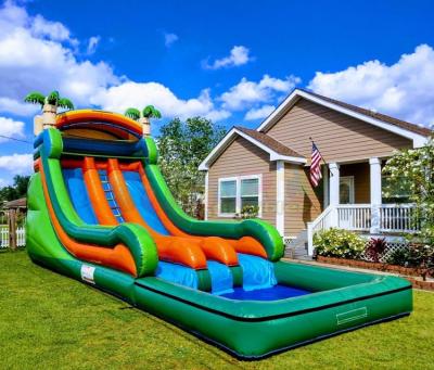 China Tarpaulin Outdoor Inflatable Water Slides Carnival Palm Tree Bounce House for sale