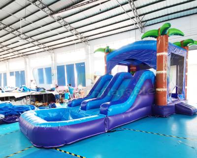 China Palm Tree Jumping Inflatable Bouncer Slide With Triple Stitching for sale