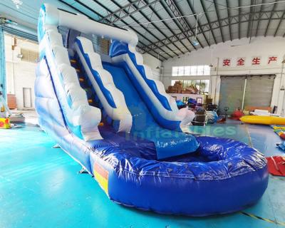 中国 プールが付いている小型警備員の家1000D屋外の膨脹可能な水スライド 販売のため