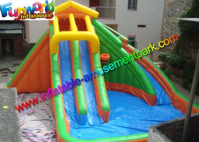 China Large Outdoor Inflatable Water Slides Pool With PLATO 0.55mm PVC Tarpaulin for sale