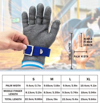 China Adjustable Cuff Cut Resistant Metal Mesh Gloves EN420 EN388 for sale