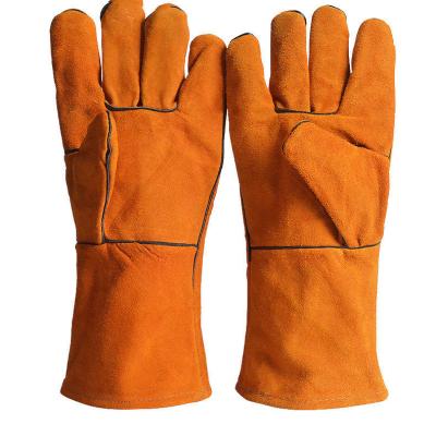 China EN420 EN388 ANSI 2 Layer High Temperature Cowhide Welding Gloves Wear Resistant for sale