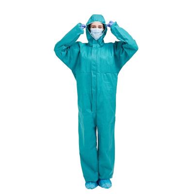 China Cremallera Front Cleanroom Disposable Coverall With Hood Germfree en venta