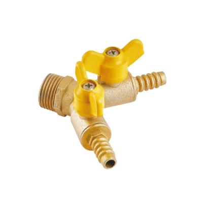 China Brass Butterfly Handle Double Fork 90 degree brass gas ball valve for sale