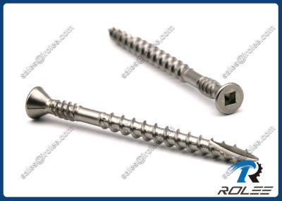 China 304/316 Stainless Square Trim Head Double Thread Deck Screws w/ 4 Nibs, Type 17 for sale