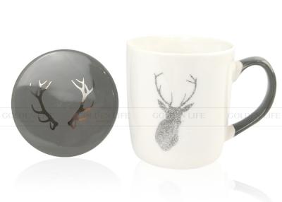 China White Gold Elk Personalized Ceramic Mugs Environmental Protection Packing for sale