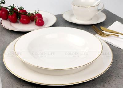 China Exquisite White Porcelain Dinner Sets Tableware With Real Gold Line for sale