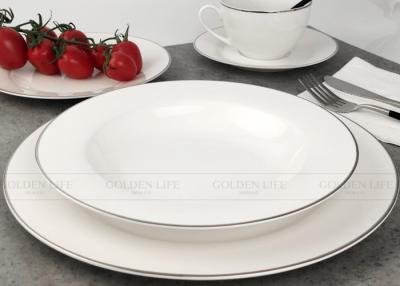 China White Gold Line Ceramic Dinnerware Sets Gift Box Packing BSCI Certification for sale