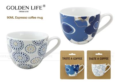 China Fantastic Series Personalized Coffee Mugs Porcelain Espresso With Nice Blue Flowers Pattern for sale