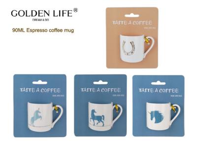 China Daily Use Espresso Coffee Mugs 90cc Straight Shape Unicorn Design Long Lifespan for sale