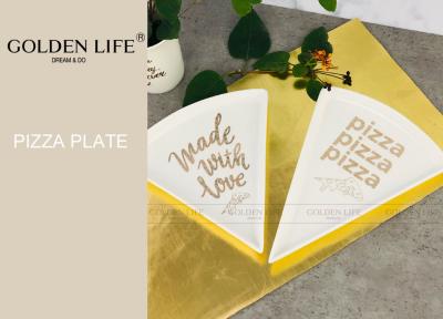 China Personalized Ceramic Plate Bowl , Triangle Pizza Serving Plate Gold Pattern For Appetizer for sale