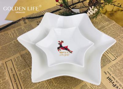 中国 格子オオシカが付いている磁器の六角形の版はX 『masディナー用大皿の世帯の朝食の軽食の皿の版を設計します 販売のため