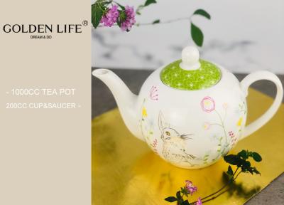 China Bule, estilo floral cerâmico do jardim do potenciômetro do café do potenciômetro da água do bule 35oz para o presente da arte, verde à venda