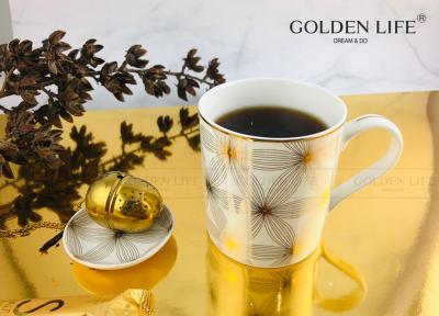 China Nuevas tazas de café de cerámica del tema 380CC del oro del grado del AB de la porcelana de hueso en venta