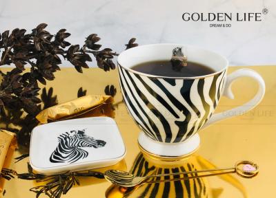 中国 New Bone China Type Animal Zebra Design With 9.5cm Square Dish Footed Custom Coffee Mug 販売のため