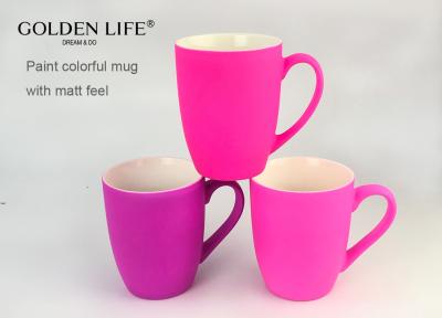 中国 New Bone China Material 350cc Pink Series Bollet Mug Matt Color Custom Coffee Mugs 販売のため