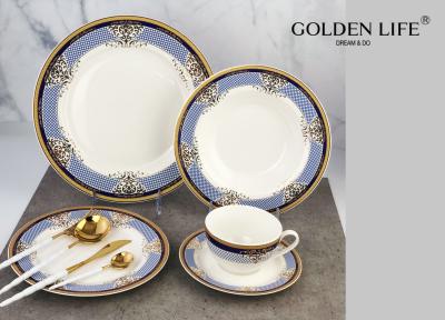 China New Bone China 20 Pieces Ceramic Gold Design Decorative Customized Ceramic Dinnerware Sets for sale