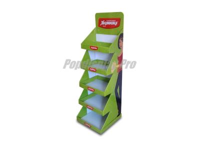 China Lightweight Green Cardboard Retail Display Stands Durable 2 Wedged Sides for sale
