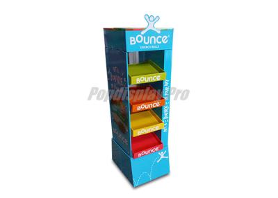 China Bouncing Ball Toys Custom Cardboard Floor Displays With 4 Slant Tiers for sale