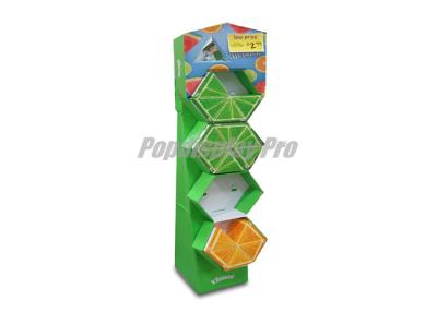 Chine Vert de voyageur debout d'affichage de tissu de Kleenex d'impact avec 4 étagères d'hexagone à vendre