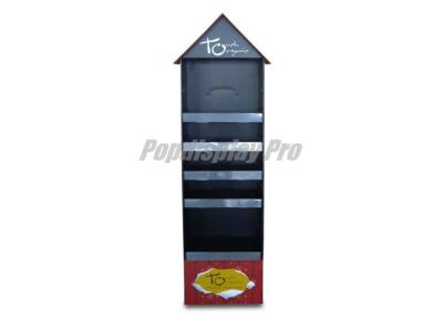 China Advertising Cardboard Floor Displays Lightweight Black / Red with Adjustable Shelf for sale