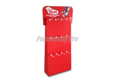 China Red Cardboard Floor Standing Display Units 12 Pegs For Mens Socks for sale