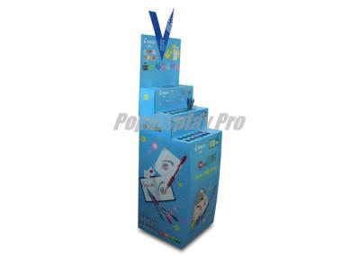 China Portable Retail Cardboard Floor Displays 3 Stair - Shelf For Holding Pens for sale