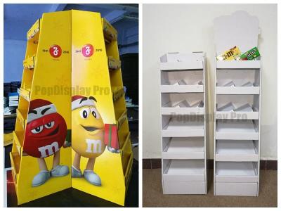 China Floor Display Shelf  POS for MM's Chocolate Cardboard Made with Client's Logo for sale