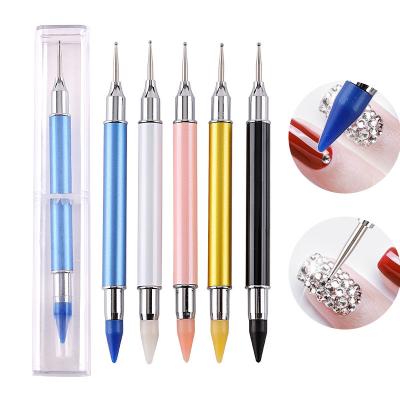 China Acrylic and Metal Dual Ended Stainless Steel Tips Nail Picker Dotting Pen Tool for Crystal for sale