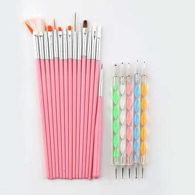 China Acrylic Handle Metal Gel Nail Brush Dotting Pen Nail Art Brush Set for NAIL Versatile for sale