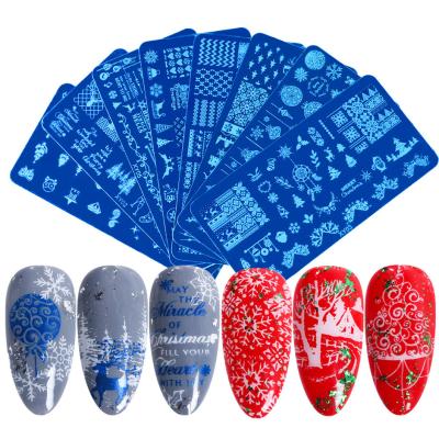 China Factory Wholesale Christmas Snowflake Series Stainless steel Nail Art Stamping Plate Tools for sale