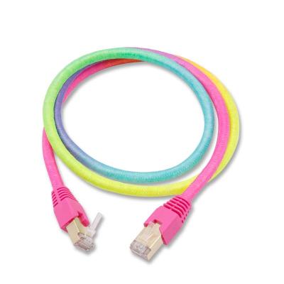 China Rainbow Color Braided Cat8 Patch Cable 26AWG To Match Colored Lights for sale