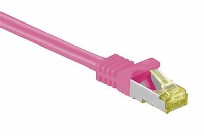 China Flexible PVC Jacketed  RJ45 Cat7 Cable Cat 7 Ethernet Patch Cable Pink 300Volt for sale