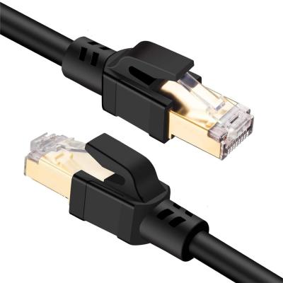 China Cable de parche de cobre Cat8 de 25 Gbps negro con transmisión súper rápida Rj45 Cable Cat8 en venta