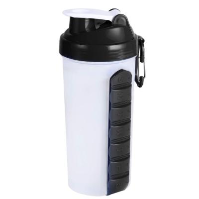 China Viable Shaker Bottle with Pill Organizer and Storage for Protein Powder, Custom Color, Leak-Proof and BPA Free Water Bottle Plastic for sale