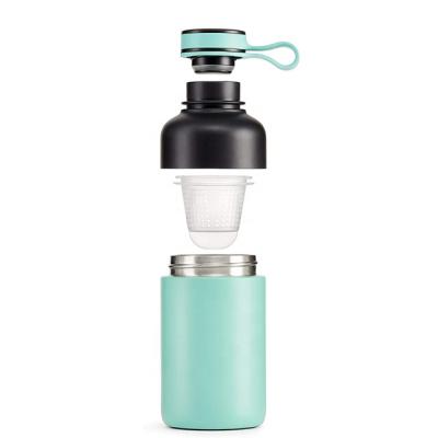 China High Quality Viable Top Selling Stainless Steel Pantone Color 10OZ Double Wall Water Bottle Holder With Strap And Infuser for sale