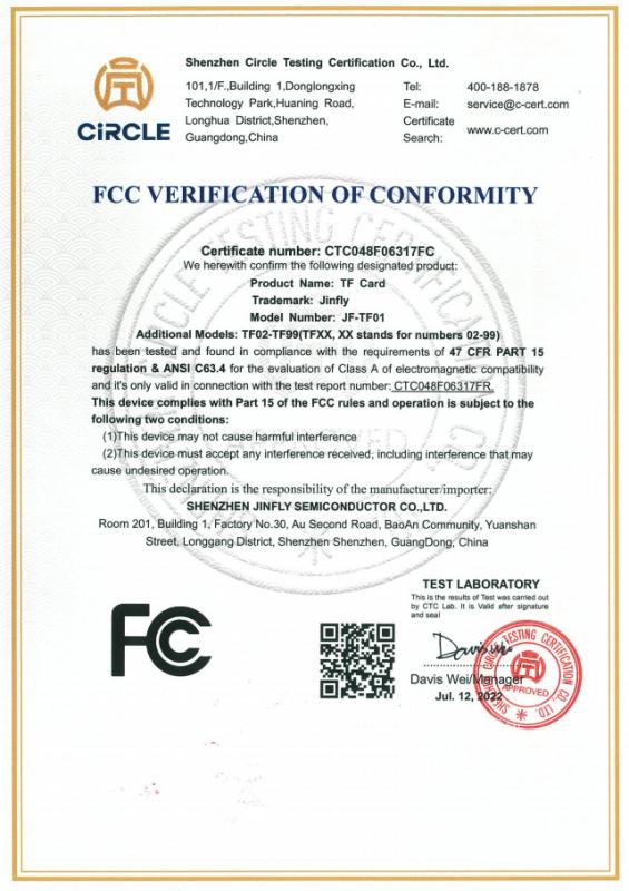 FCC - Shenzhen Jinfly Semiconductor Corporation
