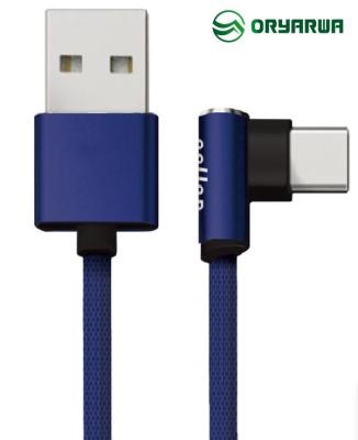 中国 90 Degree Right Angle Fabric Braided USB Data Cable 2.1A For Mobile Phone 販売のため