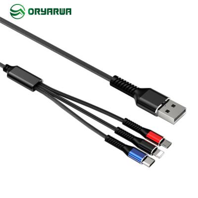 China Nylon Braided 3 In 1 USB Data Cable For Huawei Android Smartphone for sale