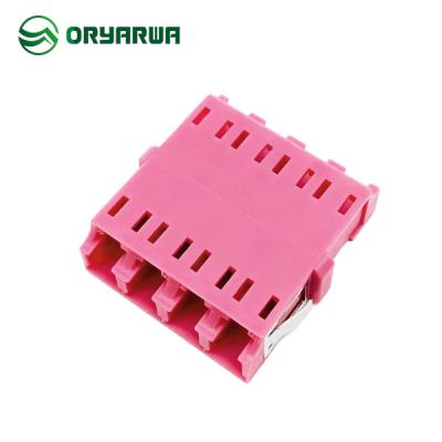 China Zirconia Sleeve OM4 Quad LC Fiber Optic Adapter Non Flange Welded for sale