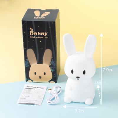 China Cute Soft Rabbit Silicone LED Night Light With Touch Sensor Color Change for sale