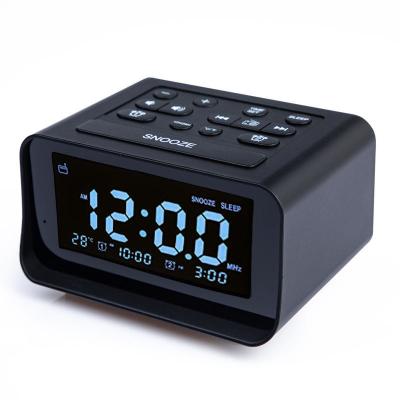 China Rechargeable Digital Alarm Clock Radio Portable With Temperature Sensor for sale